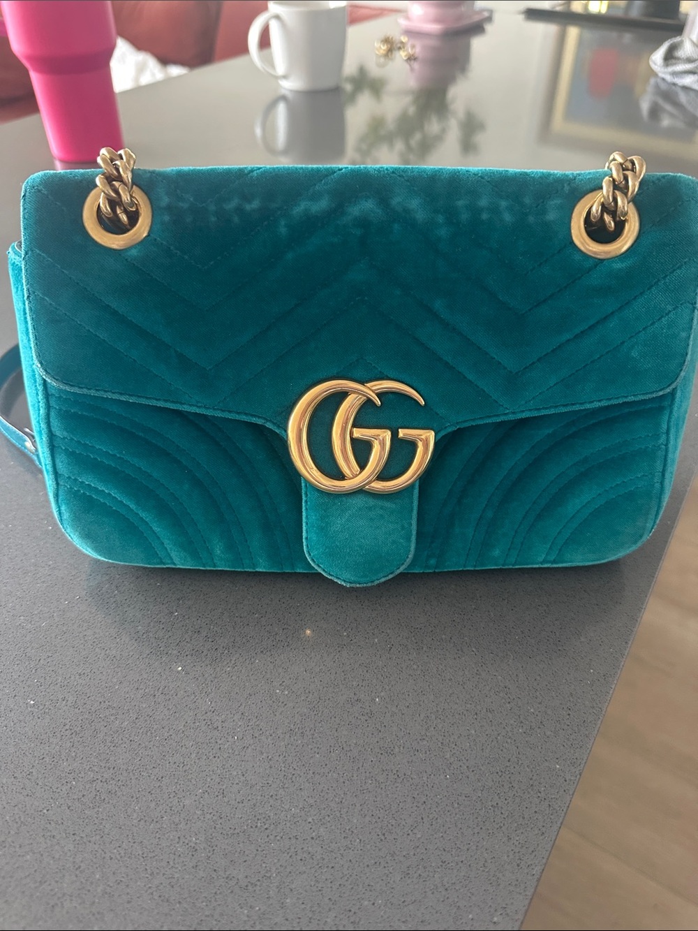 GG Marmont Flap Bag Matelasse Velvet Small shoulder bag